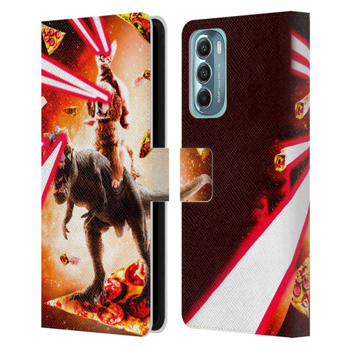Random Galaxy Space Cat Dinosaur & Dog Lazer Eye Leather Book Wallet Case Cover For Motorola Moto G Stylus 5G (2022)