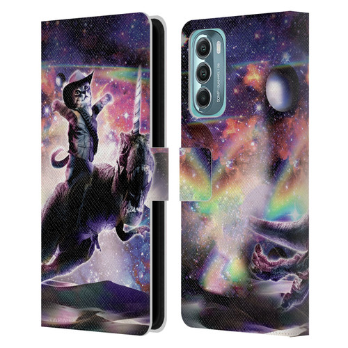 Random Galaxy Space Cat Dinosaur Unicorn Leather Book Wallet Case Cover For Motorola Moto G Stylus 5G (2022)