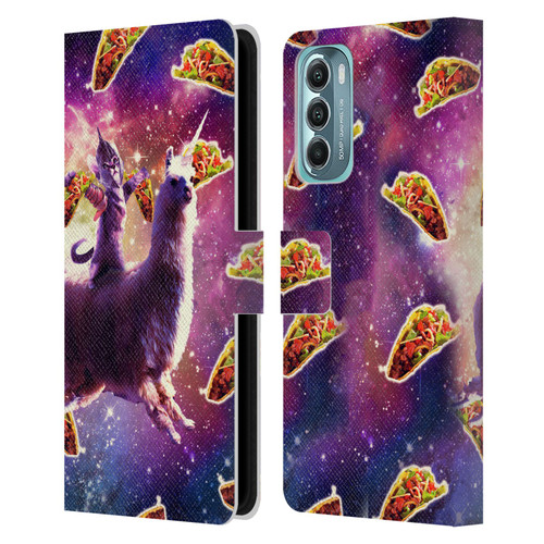 Random Galaxy Space Llama Warrior Cat & Tacos Leather Book Wallet Case Cover For Motorola Moto G Stylus 5G (2022)