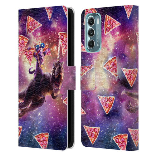 Random Galaxy Space Pizza Ride Thug Cat & Dinosaur Unicorn Leather Book Wallet Case Cover For Motorola Moto G Stylus 5G (2022)