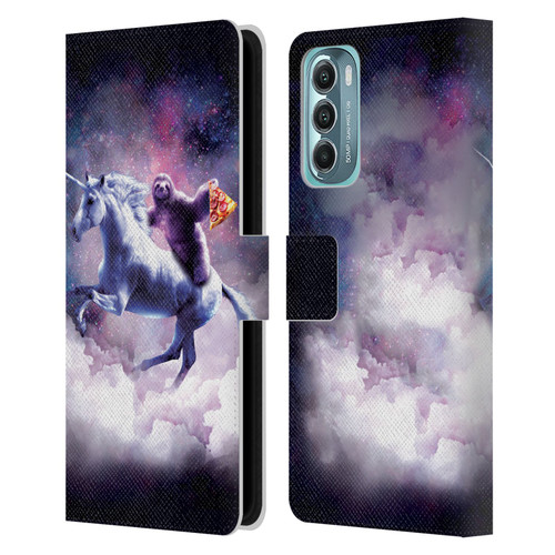 Random Galaxy Space Unicorn Ride Pizza Sloth Leather Book Wallet Case Cover For Motorola Moto G Stylus 5G (2022)