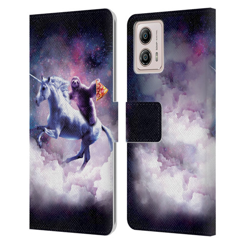 Random Galaxy Space Unicorn Ride Pizza Sloth Leather Book Wallet Case Cover For Motorola Moto G53 5G