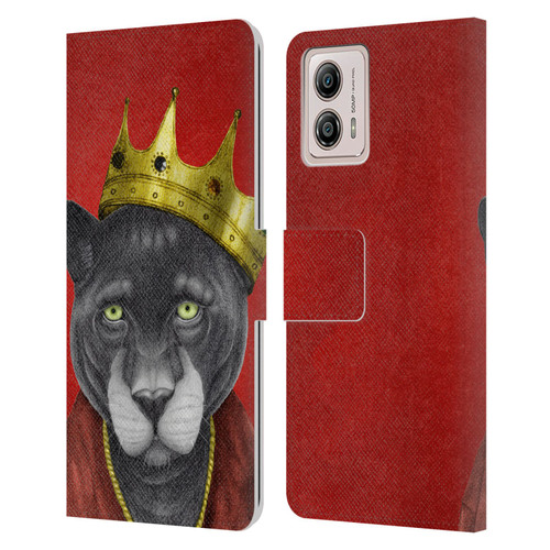 Barruf Animals The King Panther Leather Book Wallet Case Cover For Motorola Moto G53 5G
