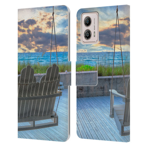 Celebrate Life Gallery Beaches 2 Swing Leather Book Wallet Case Cover For Motorola Moto G53 5G