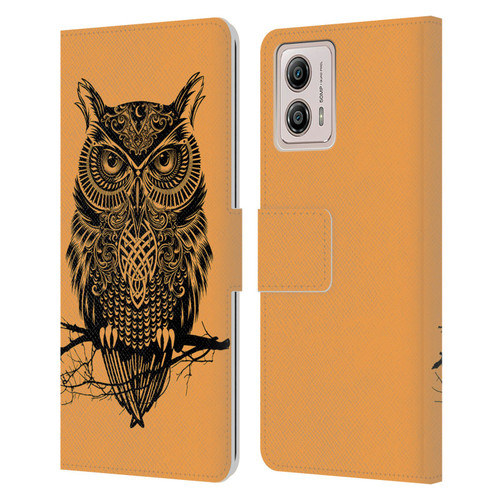 Rachel Caldwell Animals 3 Owl 2 Leather Book Wallet Case Cover For Motorola Moto G53 5G