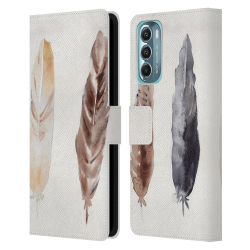 Mai Autumn Feathers Pattern Leather Book Wallet Case Cover For Motorola Moto G Stylus 5G (2022)