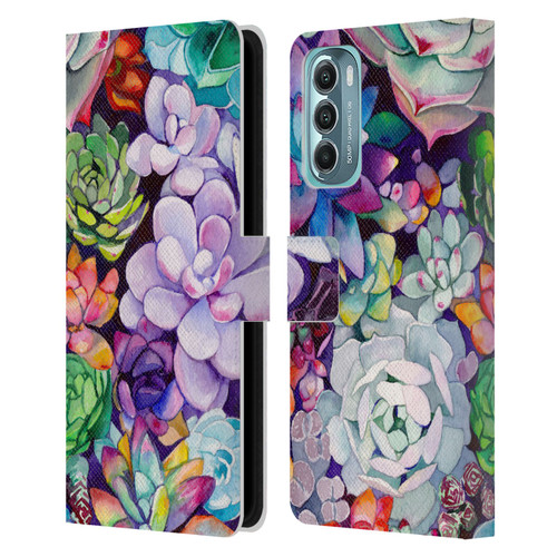 Mai Autumn Floral Garden Succulent Leather Book Wallet Case Cover For Motorola Moto G Stylus 5G (2022)