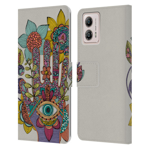 Valentina Symbols Illustration Hamsa Leather Book Wallet Case Cover For Motorola Moto G53 5G