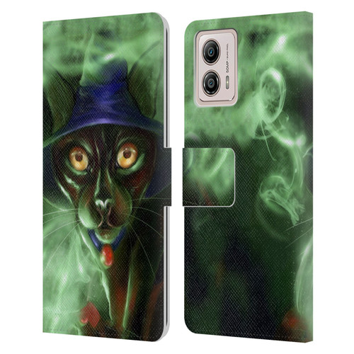 Ash Evans Black Cats Conjuring Magic Leather Book Wallet Case Cover For Motorola Moto G53 5G