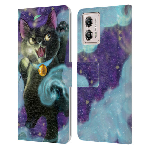 Ash Evans Black Cats Poof! Leather Book Wallet Case Cover For Motorola Moto G53 5G