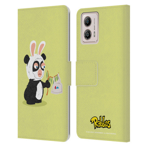 Rabbids Costumes Panda Leather Book Wallet Case Cover For Motorola Moto G53 5G