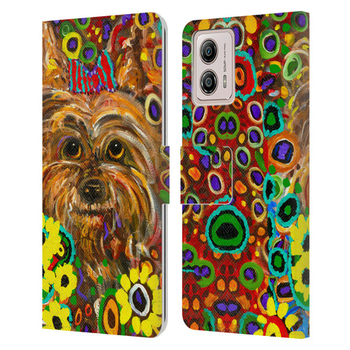 Mad Dog Art Gallery Dogs 2 Yorkie Leather Book Wallet Case Cover For Motorola Moto G53 5G