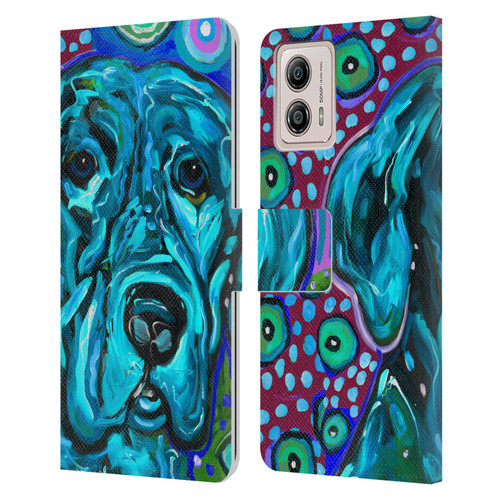 Mad Dog Art Gallery Dogs Aqua Lab Leather Book Wallet Case Cover For Motorola Moto G53 5G
