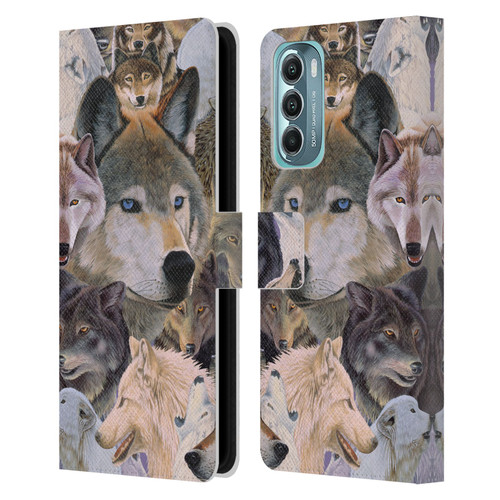 Graeme Stevenson Wildlife Wolves 1 Leather Book Wallet Case Cover For Motorola Moto G Stylus 5G (2022)