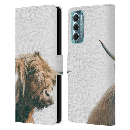 Patrik Lovrin Animal Portraits Majestic Highland Cow Leather Book Wallet Case Cover For Motorola Moto G Stylus 5G (2022)