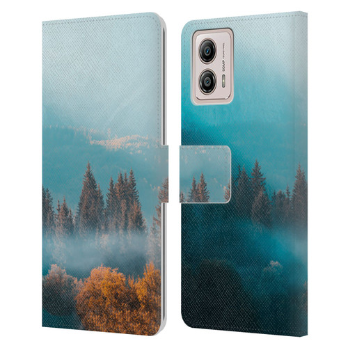 Patrik Lovrin Magical Foggy Landscape Autumn Forest Leather Book Wallet Case Cover For Motorola Moto G53 5G