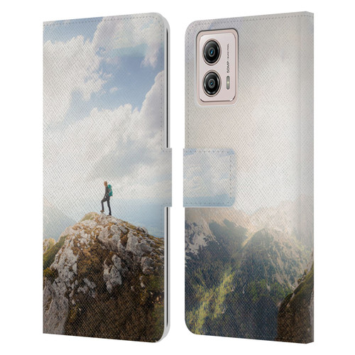 Patrik Lovrin Wanderlust Mountain Wanderer Leather Book Wallet Case Cover For Motorola Moto G53 5G