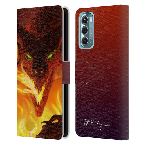 Piya Wannachaiwong Dragons Of Fire Glare Leather Book Wallet Case Cover For Motorola Moto G Stylus 5G (2022)