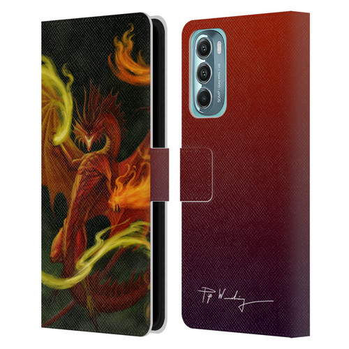 Piya Wannachaiwong Dragons Of Fire Magical Leather Book Wallet Case Cover For Motorola Moto G Stylus 5G (2022)