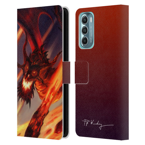 Piya Wannachaiwong Dragons Of Fire Soar Leather Book Wallet Case Cover For Motorola Moto G Stylus 5G (2022)