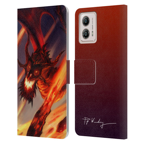 Piya Wannachaiwong Dragons Of Fire Soar Leather Book Wallet Case Cover For Motorola Moto G53 5G