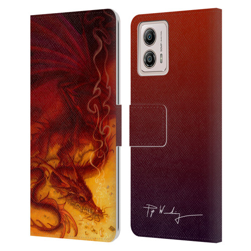Piya Wannachaiwong Dragons Of Fire Treasure Leather Book Wallet Case Cover For Motorola Moto G53 5G