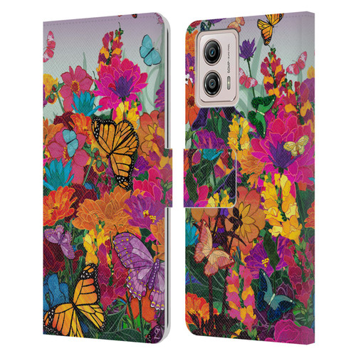 Suzan Lind Butterflies Garden Leather Book Wallet Case Cover For Motorola Moto G53 5G