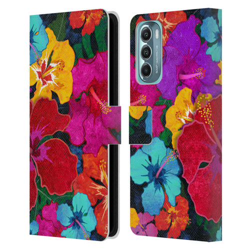 Suzan Lind Colours & Patterns Tropical Hibiscus Leather Book Wallet Case Cover For Motorola Moto G Stylus 5G (2022)
