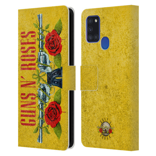 Guns N' Roses Vintage Pistols Leather Book Wallet Case Cover For Samsung Galaxy A21s (2020)