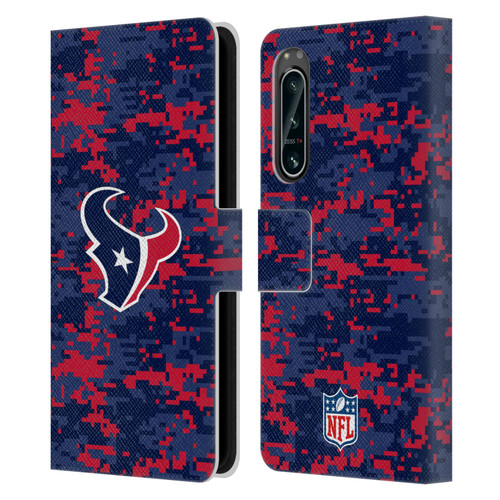 NFL Houston Texans Graphics Digital Camouflage Leather Book Wallet Case Cover For Sony Xperia 5 IV