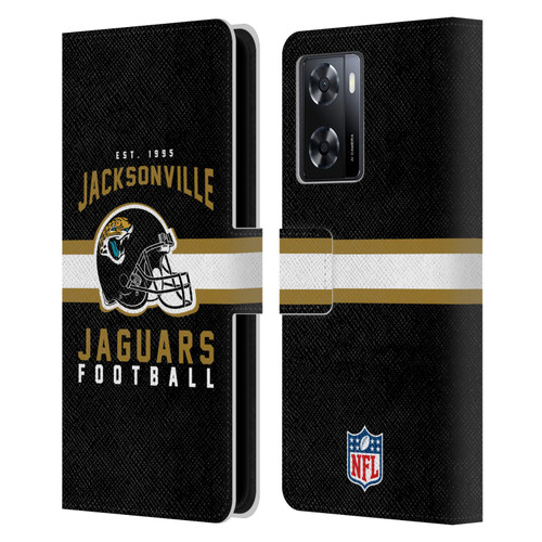 NFL Jacksonville Jaguars Graphics Helmet Typography Leather Book Wallet Case Cover For OPPO A57s