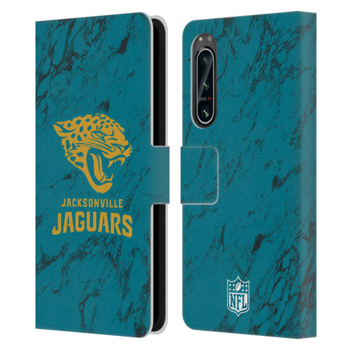 NFL Jacksonville Jaguars Graphics Coloured Marble Leather Book Wallet Case Cover For Sony Xperia 5 IV