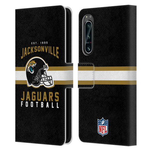NFL Jacksonville Jaguars Graphics Helmet Typography Leather Book Wallet Case Cover For Sony Xperia 5 IV