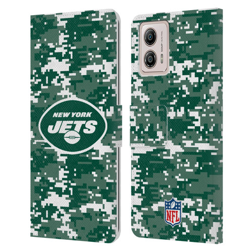 NFL New York Jets Graphics Digital Camouflage Leather Book Wallet Case Cover For Motorola Moto G53 5G