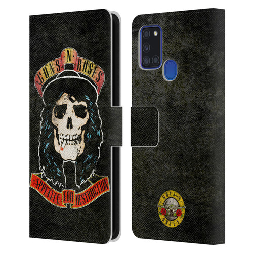 Guns N' Roses Vintage Stradlin Leather Book Wallet Case Cover For Samsung Galaxy A21s (2020)