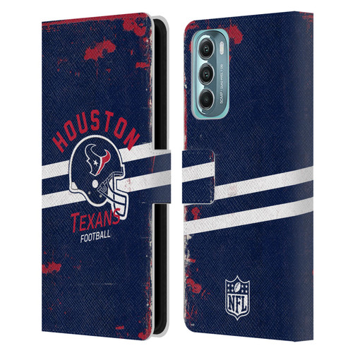 NFL Houston Texans Logo Art Helmet Distressed Leather Book Wallet Case Cover For Motorola Moto G Stylus 5G (2022)