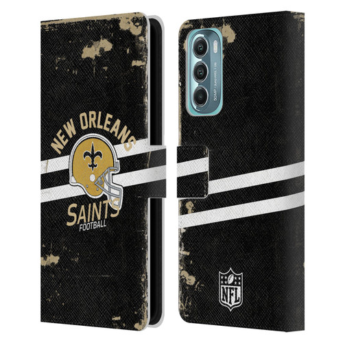 NFL New Orleans Saints Logo Art Helmet Distressed Leather Book Wallet Case Cover For Motorola Moto G Stylus 5G (2022)