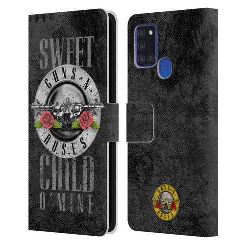 Guns N' Roses Vintage Sweet Child O' Mine Leather Book Wallet Case Cover For Samsung Galaxy A21s (2020)