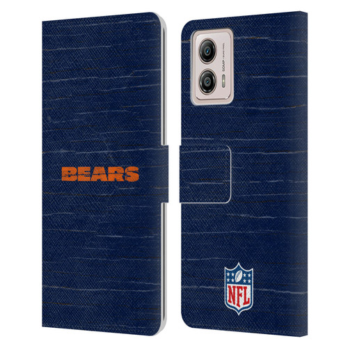 NFL Chicago Bears Logo Distressed Look Leather Book Wallet Case Cover For Motorola Moto G53 5G