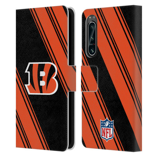 NFL Cincinnati Bengals Artwork Stripes Leather Book Wallet Case Cover For Sony Xperia 5 IV