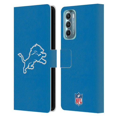 NFL Detroit Lions Logo Plain Leather Book Wallet Case Cover For Motorola Moto G Stylus 5G (2022)