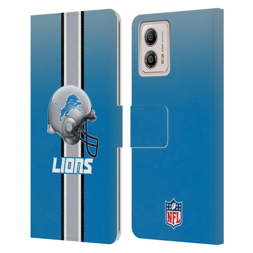NFL Detroit Lions Logo Helmet Leather Book Wallet Case Cover For Motorola Moto G53 5G