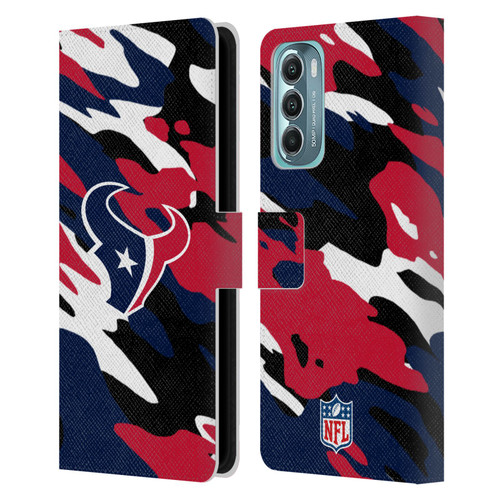 NFL Houston Texans Logo Camou Leather Book Wallet Case Cover For Motorola Moto G Stylus 5G (2022)