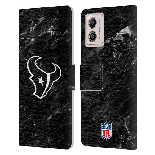 NFL Houston Texans Artwork Marble Leather Book Wallet Case Cover For Motorola Moto G53 5G