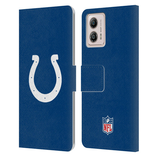 NFL Indianapolis Colts Logo Plain Leather Book Wallet Case Cover For Motorola Moto G53 5G