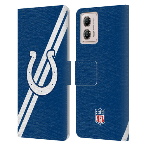 NFL Indianapolis Colts Logo Stripes Leather Book Wallet Case Cover For Motorola Moto G53 5G