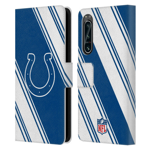 NFL Indianapolis Colts Artwork Stripes Leather Book Wallet Case Cover For Sony Xperia 5 IV