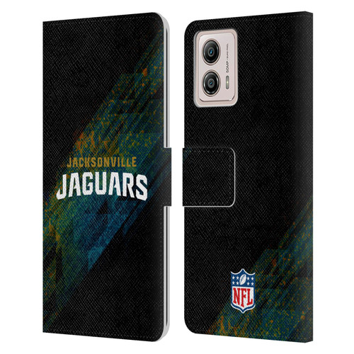 NFL Jacksonville Jaguars Logo Blur Leather Book Wallet Case Cover For Motorola Moto G53 5G