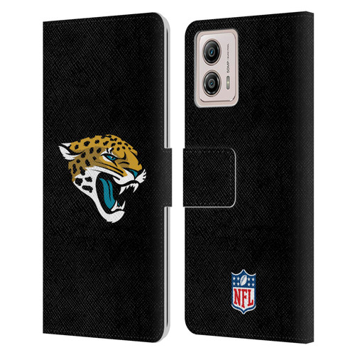 NFL Jacksonville Jaguars Logo Plain Leather Book Wallet Case Cover For Motorola Moto G53 5G