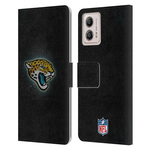 NFL Jacksonville Jaguars Artwork LED Leather Book Wallet Case Cover For Motorola Moto G53 5G